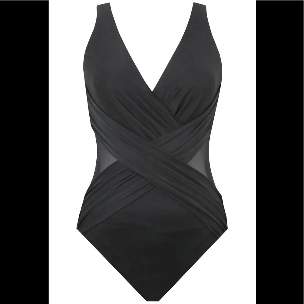 Miraclesuit - Solid Crossover With Mesh Swimsuit - image 4